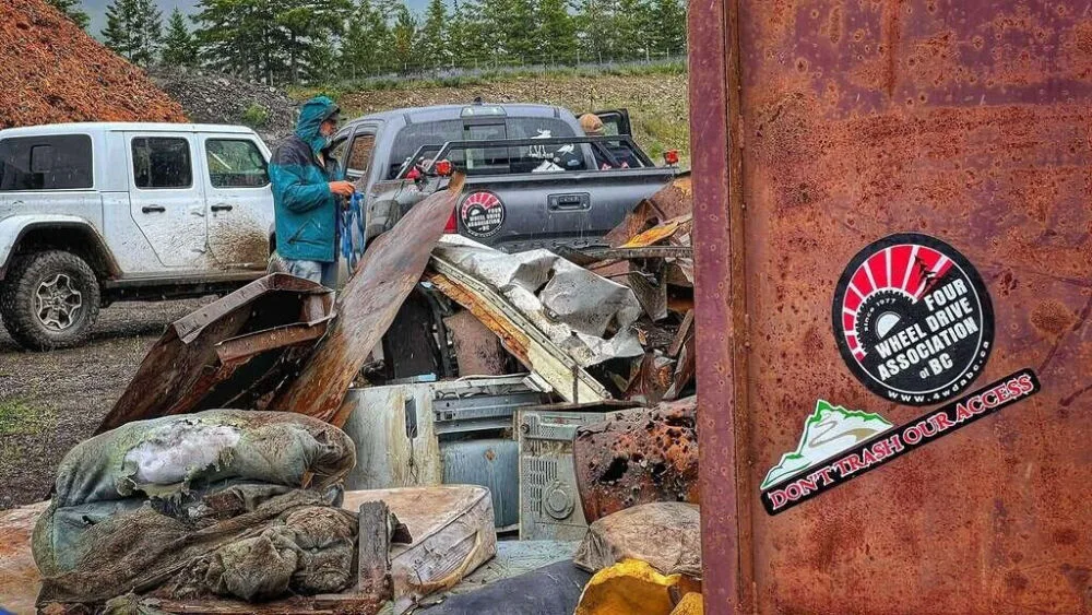 A photo of just a portion of the trash collected by volunteers at the Mother of All Trail Cleanups June 2022